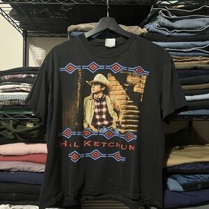 1993 vintage Hanes Black Graphic Tee with Western Design